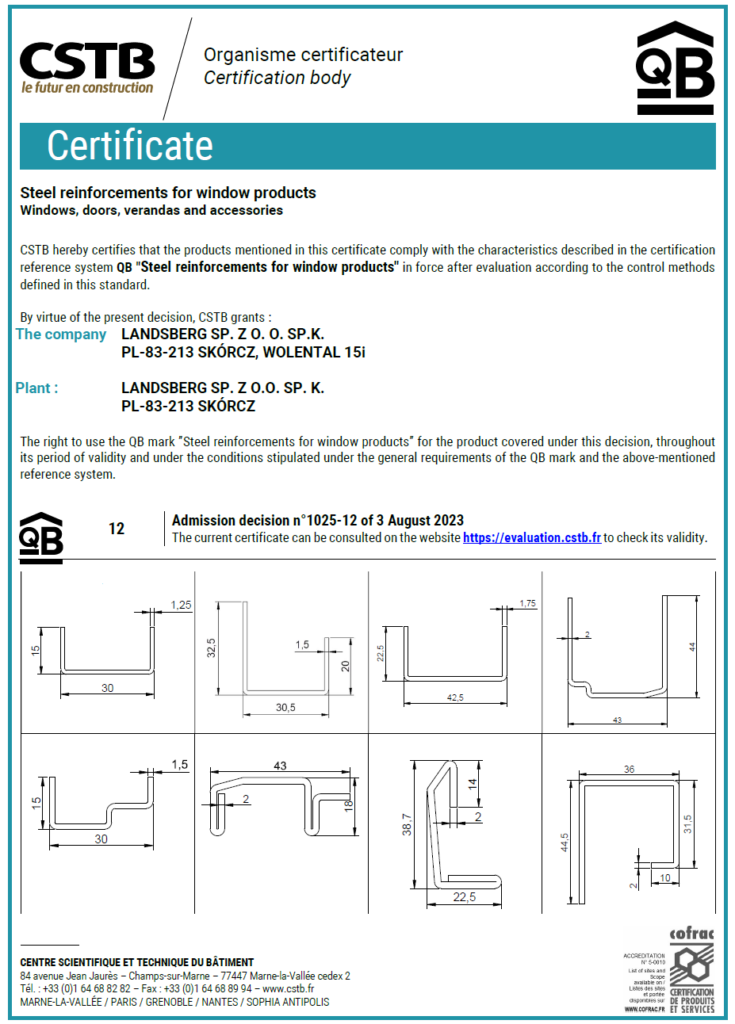 CARACTÉRISTIQUES CERTIFIÉES